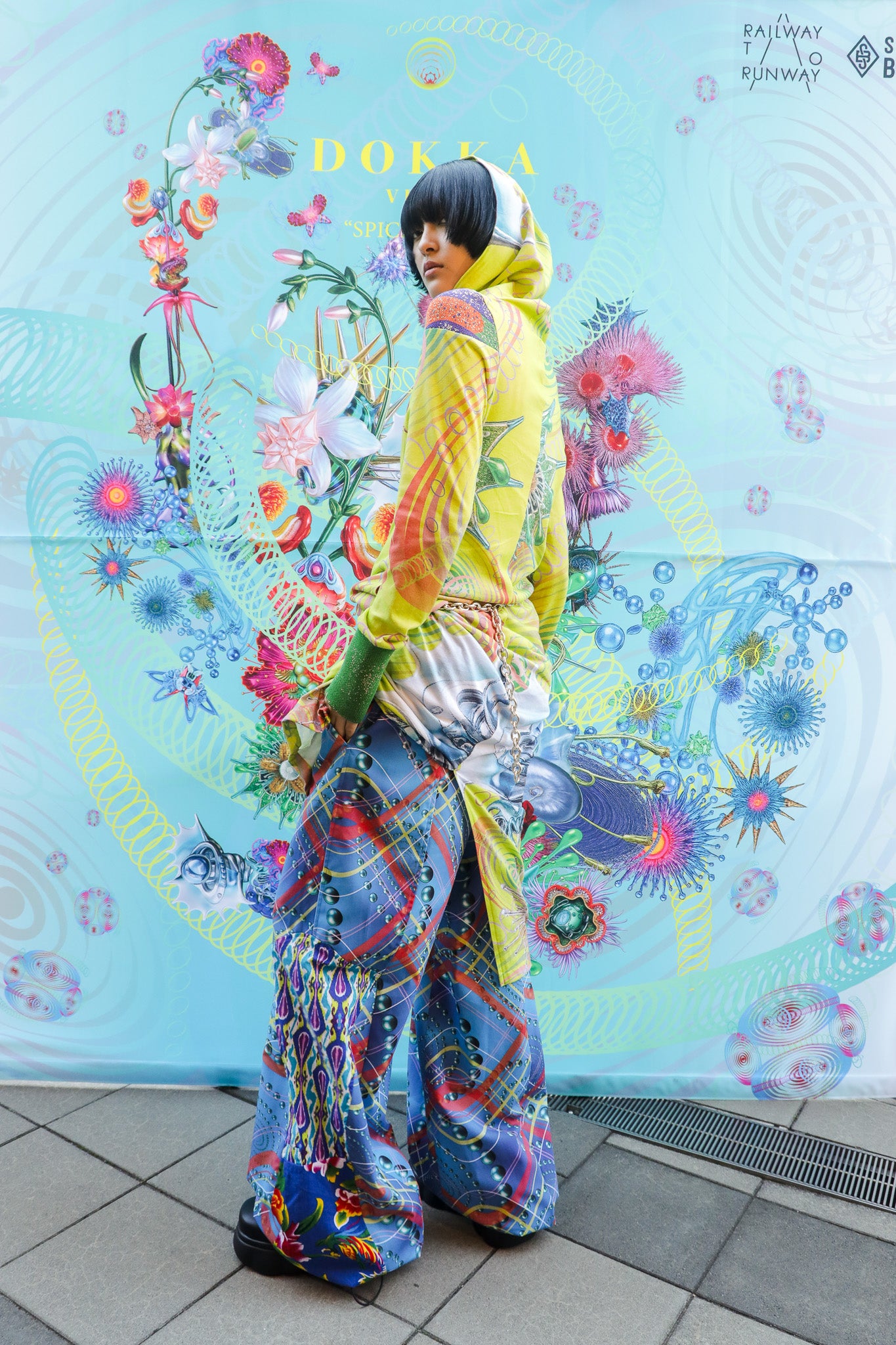 SPIRAL CHECK BLUE Upcycle pants