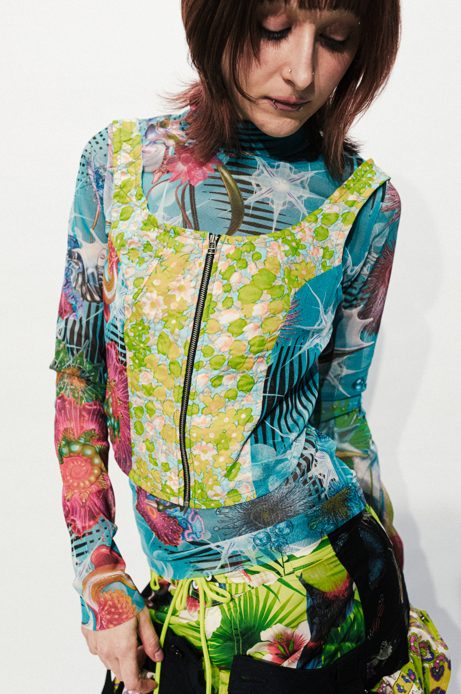 GALACTIC GARDEN BLUE Upcycle bustier