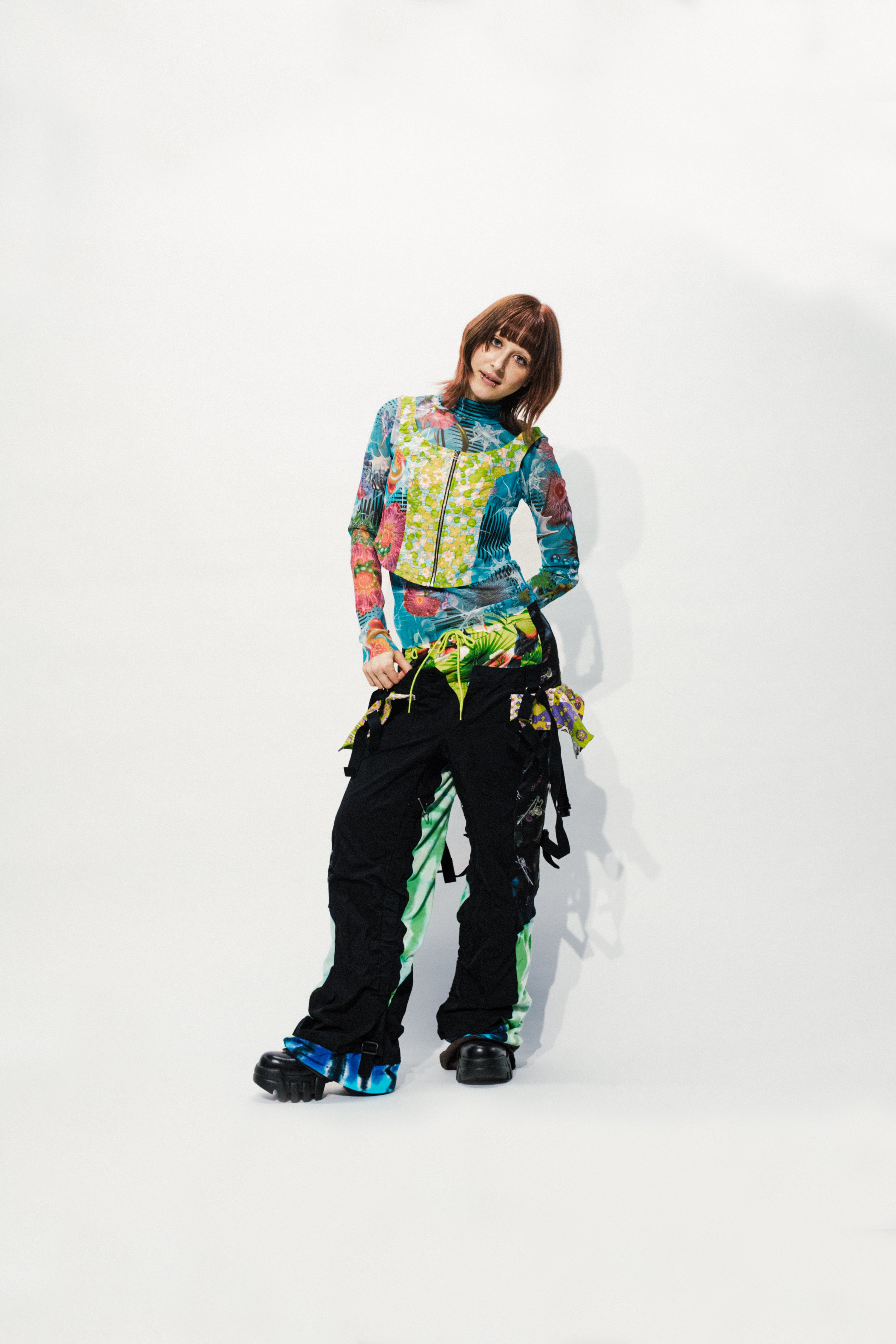 GALACTIC GARDEN BLUE Upcycle bustier