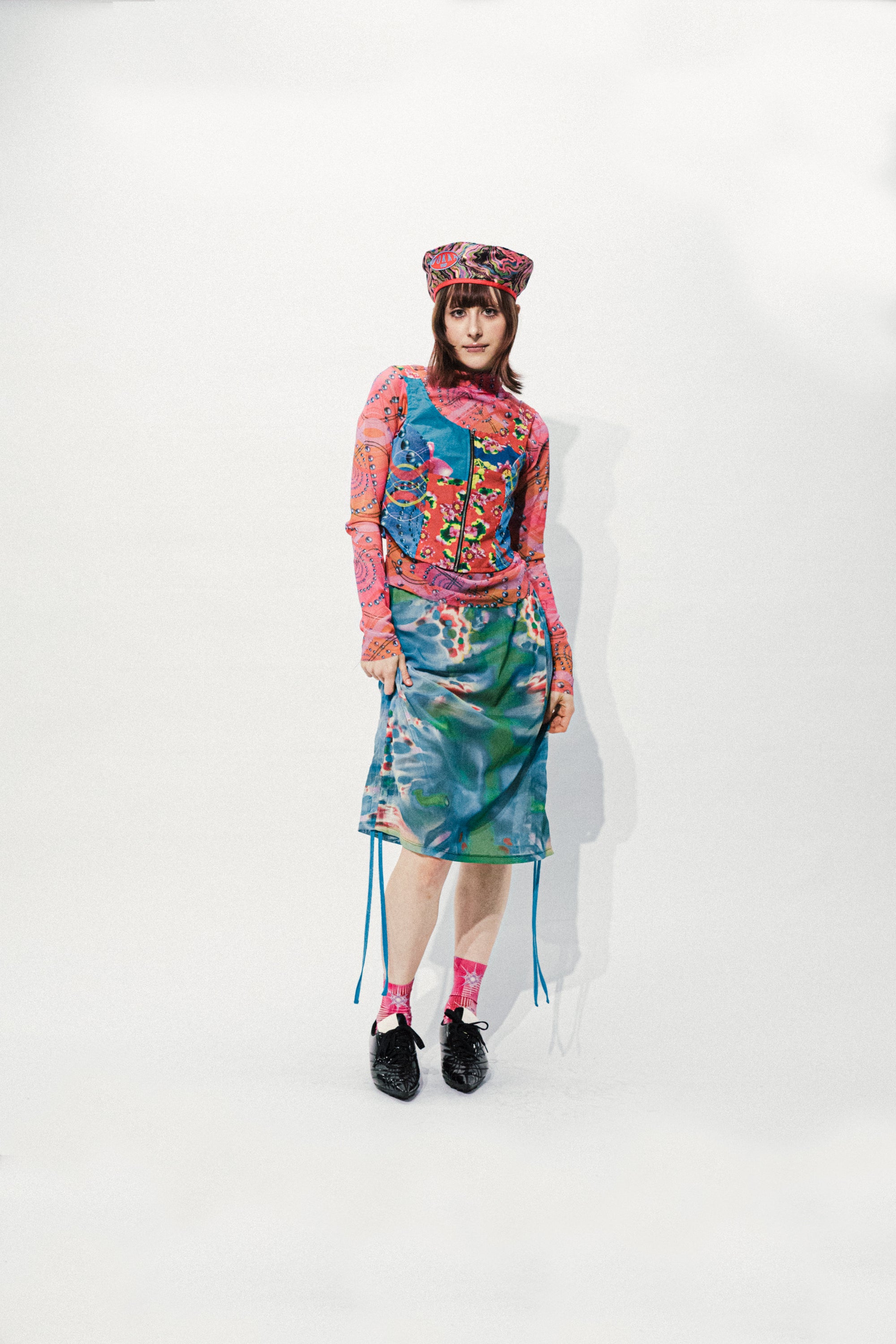 SPIRAL CHECK PINK Upcycle bustier