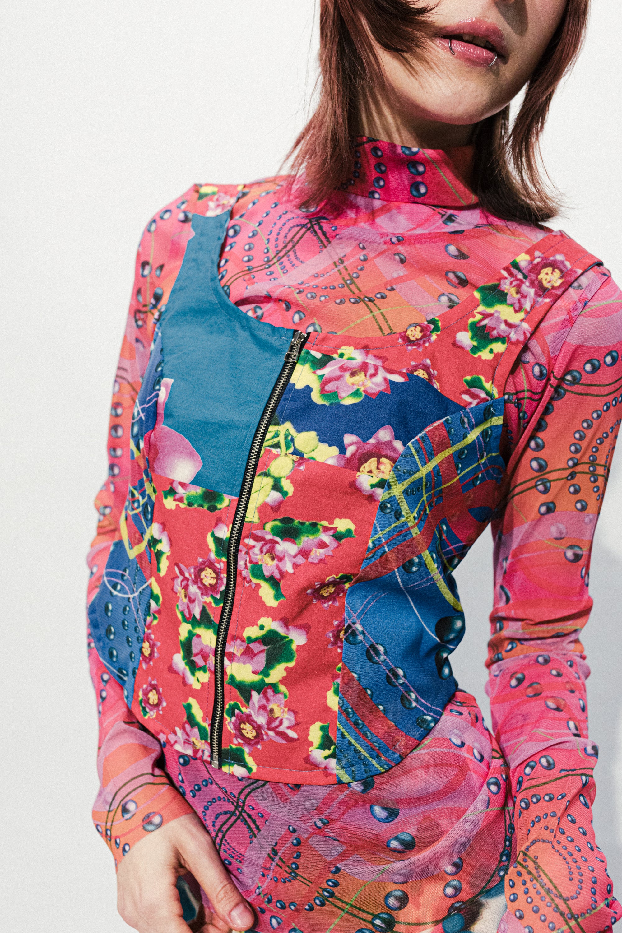 SPIRAL CHECK PINK Upcycle bustier