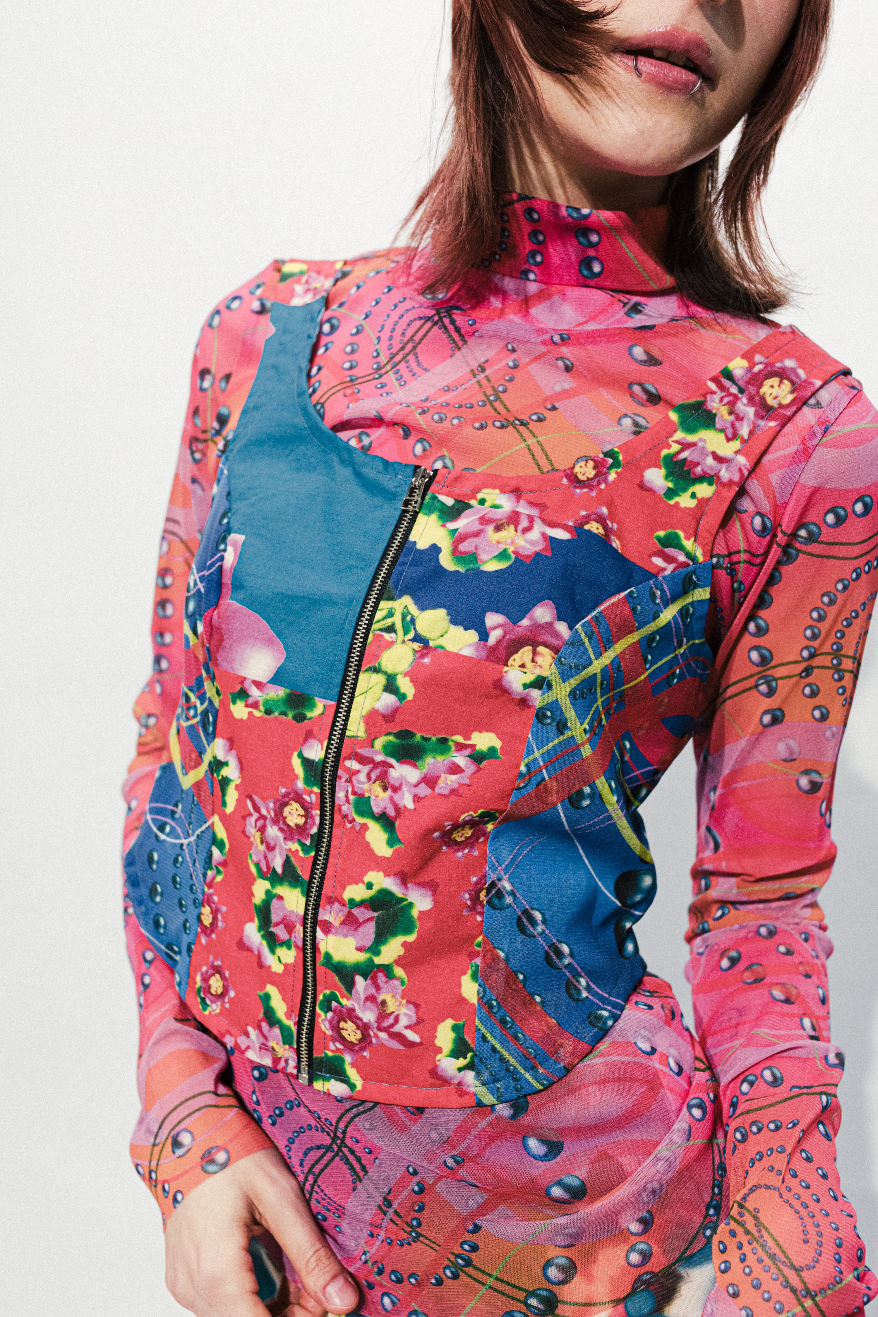 SPIRAL CHECK PINK Upcycle bustier