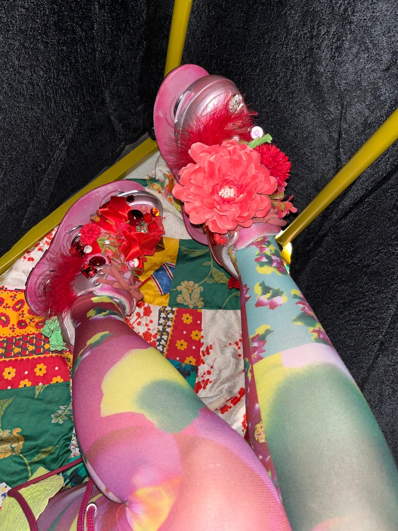 Patchwork flower tights