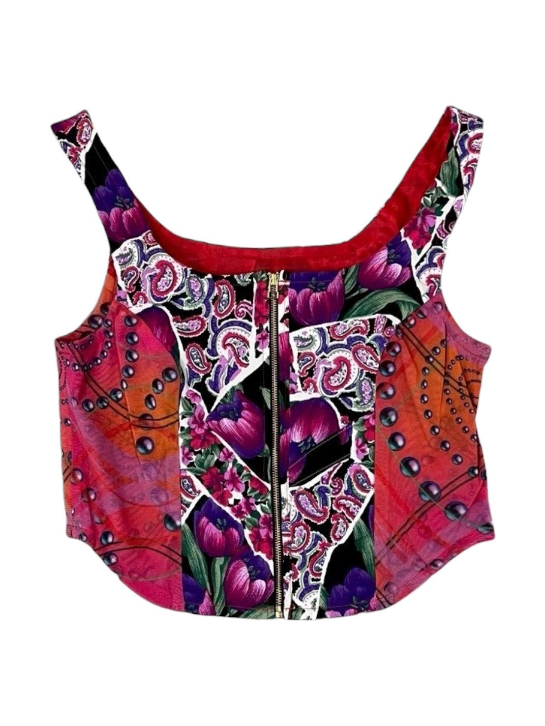 SPIRAL CHECK PINK Upcycle bustier