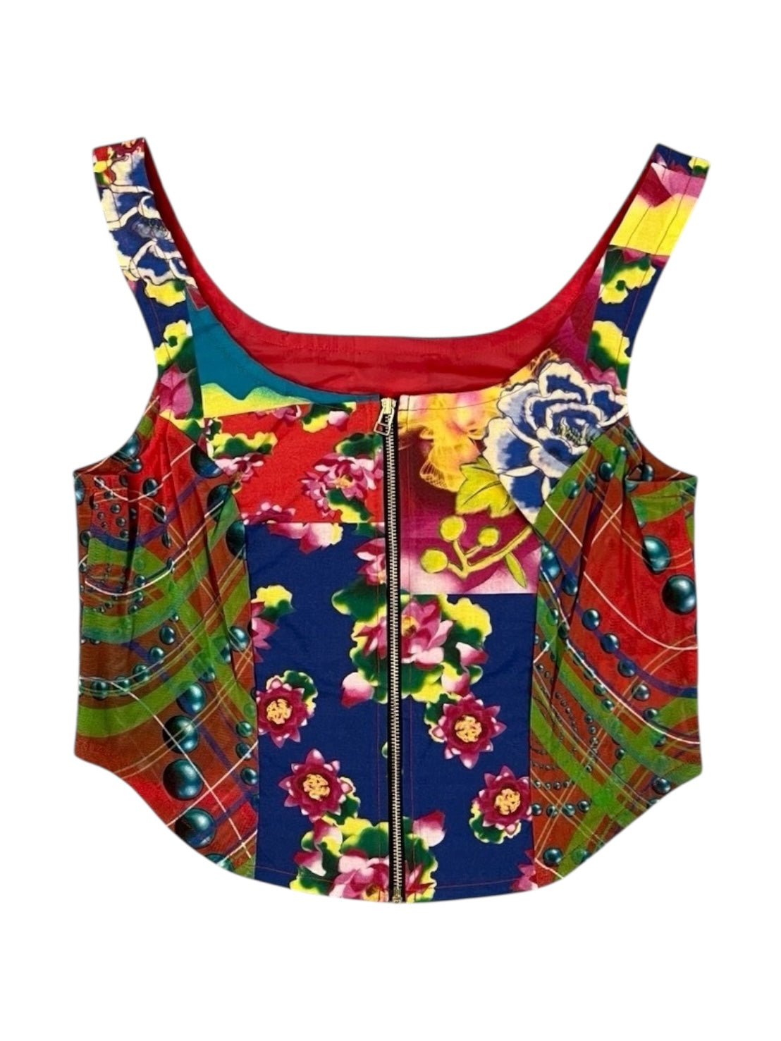 SPIRAL CHECK ORANGE Upcycle bustier