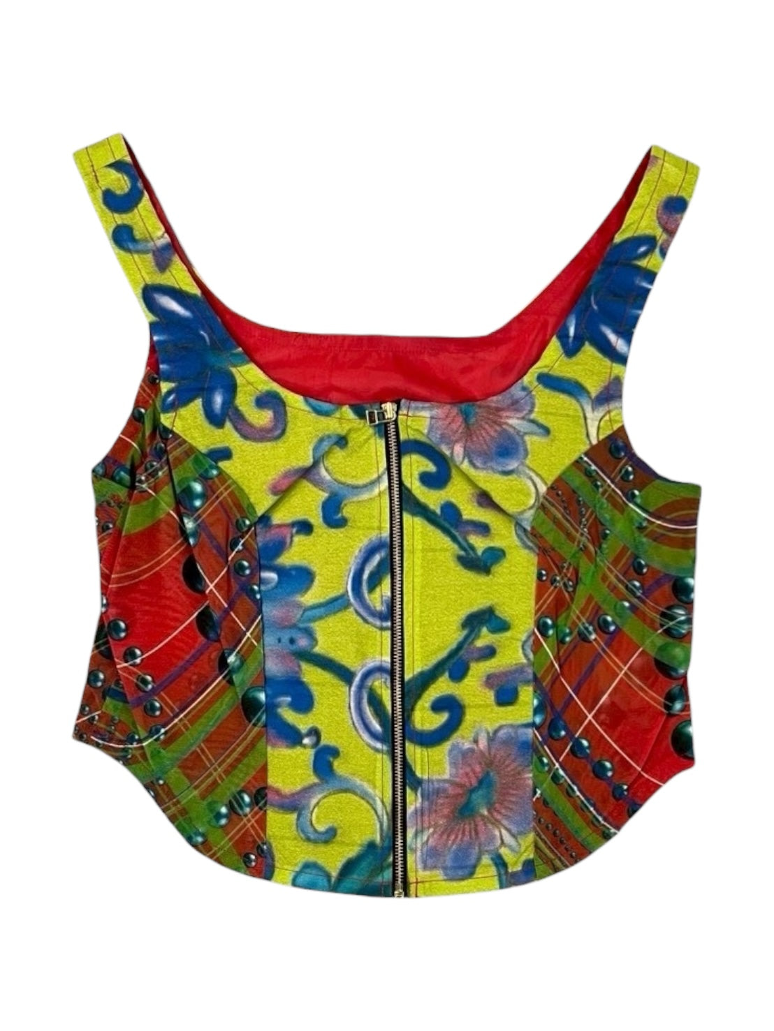 SPIRAL CHECK ORANGE Upcycle bustier