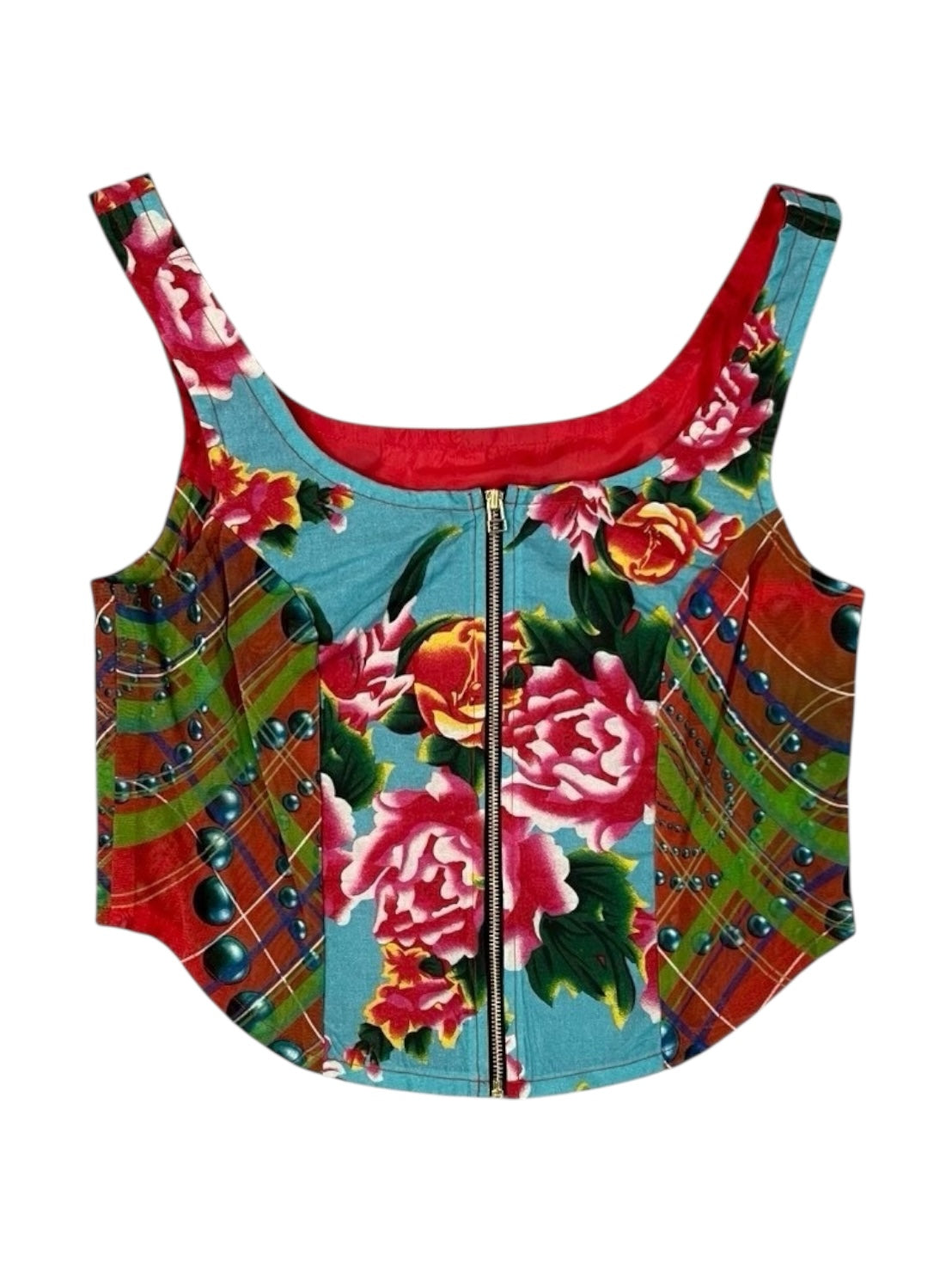 SPIRAL CHECK ORANGE Upcycle bustier