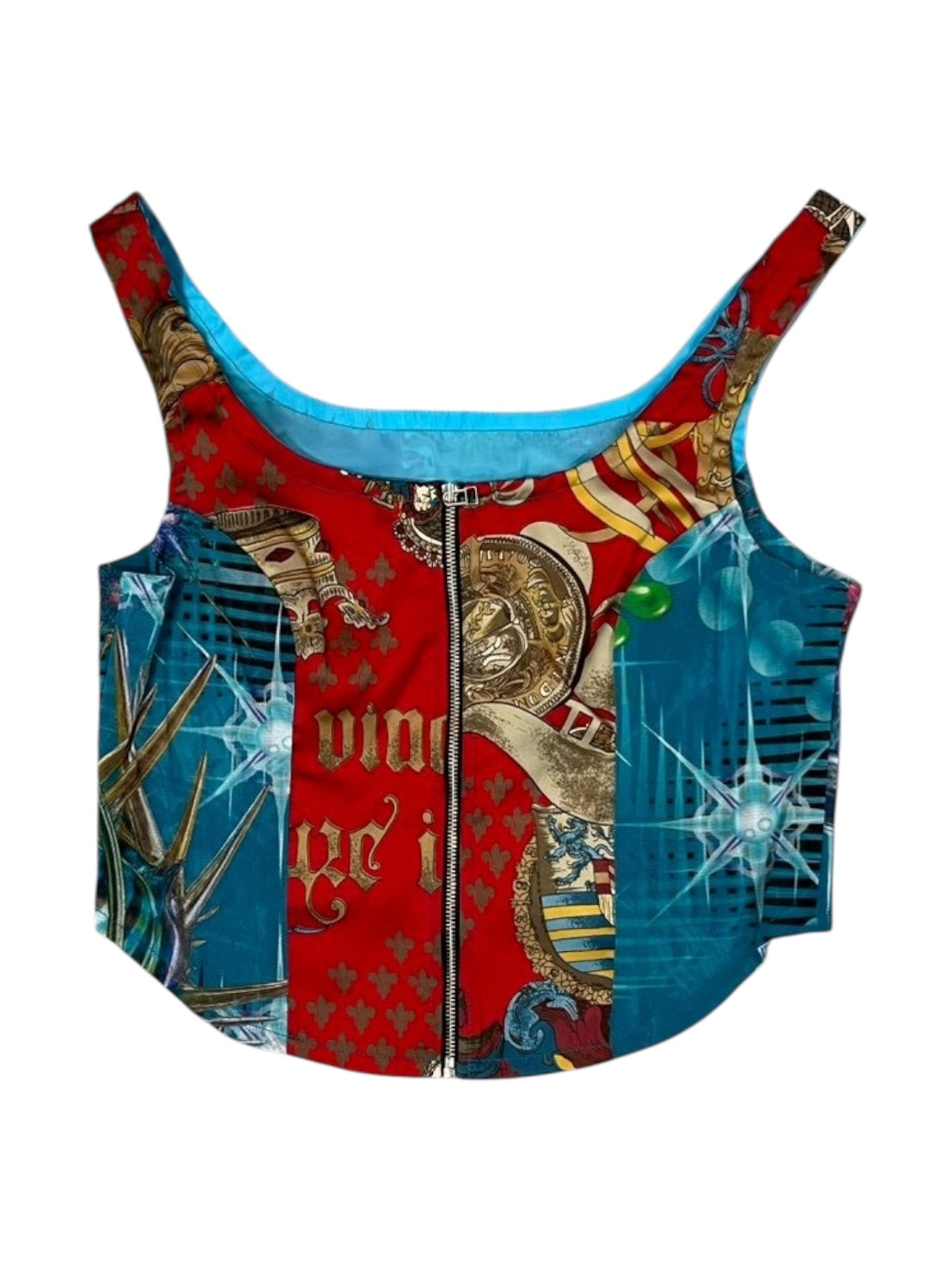 GALACTIC GARDEN BLUE Upcycle bustier