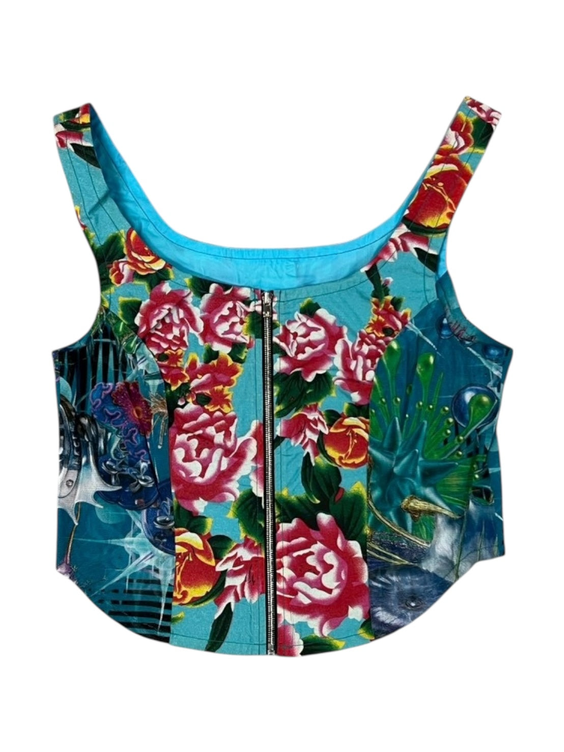 GALACTIC GARDEN BLUE Upcycle bustier