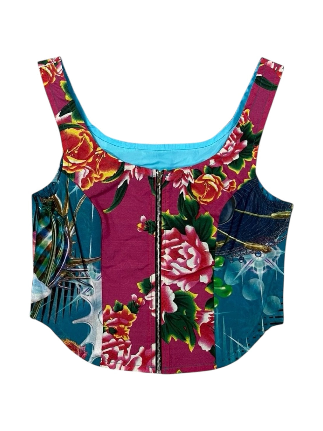GALACTIC GARDEN BLUE Upcycle bustier