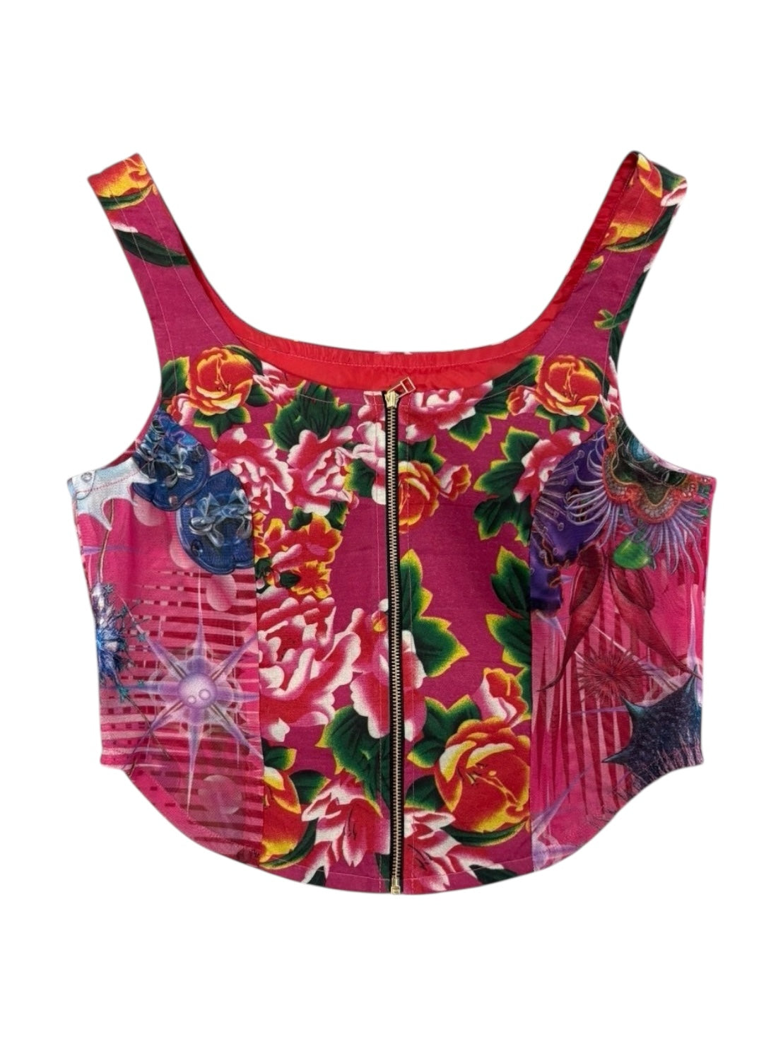 GALACTIC GARDEN PINK Upcycle bustier