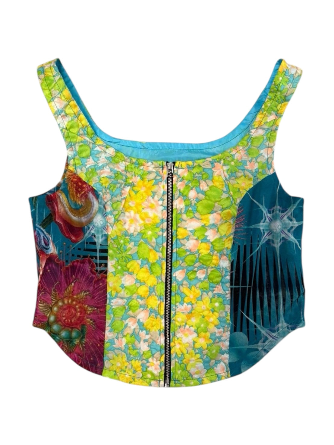 GALACTIC GARDEN BLUE Upcycle bustier