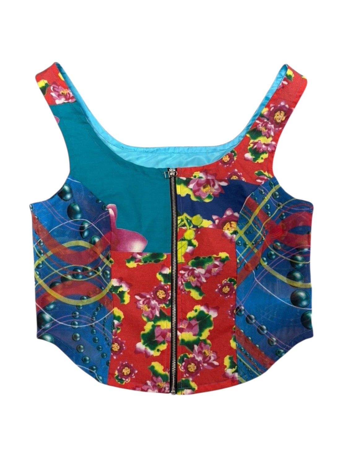 SPIRAL CHECK BLUE Upcycle bustier