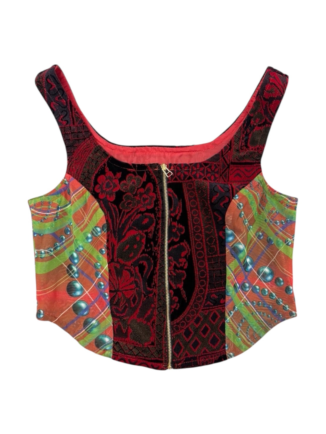 SPIRAL CHECK ORANGE Upcycle bustier